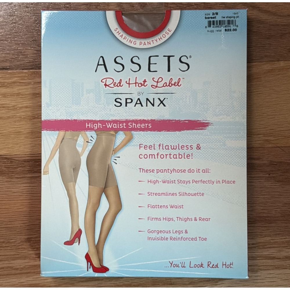 Assets by Spanx Red Hot Label High Waist Sheer Shaping Pantyhose Barest 2/B NIP